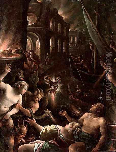 Hell Oil Painting - Leandro Bassano