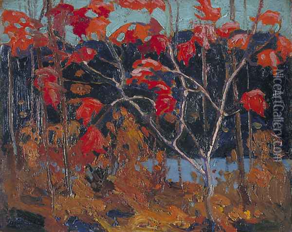 Red Leaves Oil Painting - Tom Thomson