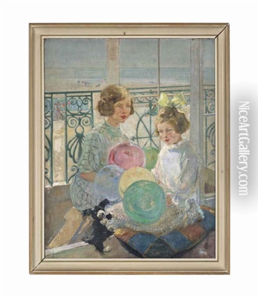 Playmates Oil Painting - Ernest Borough Johnson