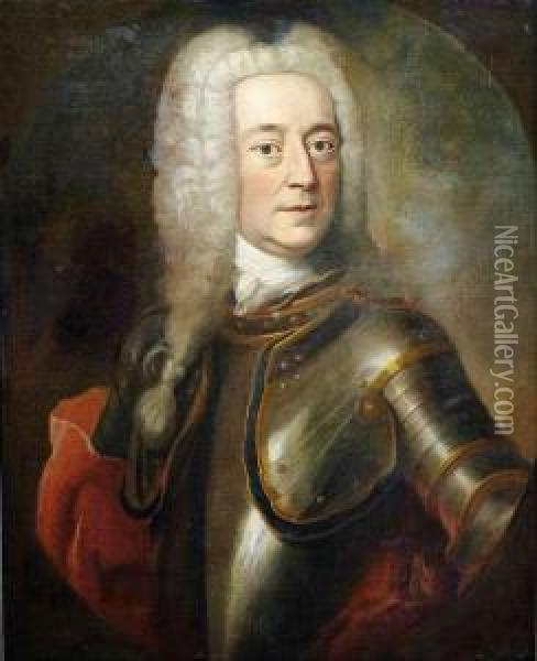 Portrait Of A Nobleman In Armour. Oil Painting - Ircle Of Martin Van Mytens