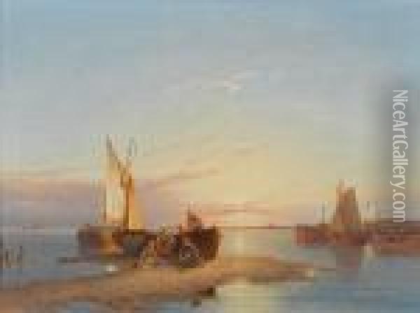 Eemness On The Zuiderzee, Holland Oil Painting - Pieter Cornelis Dommershuijzen