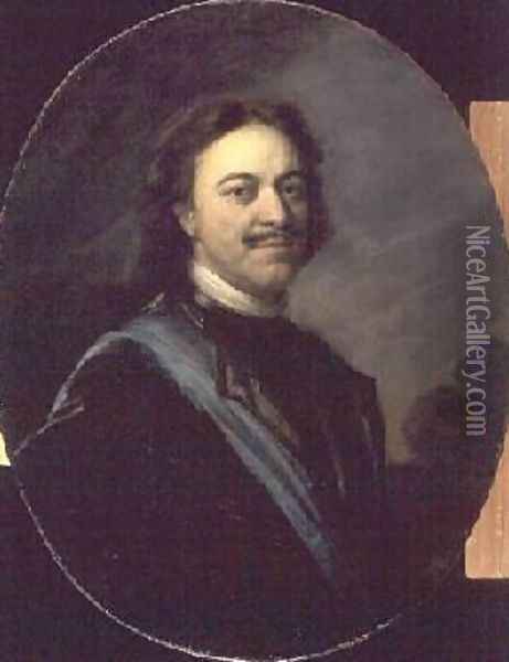 Portrait of Peter I after 1725 Oil Painting - Andrei Matveyev