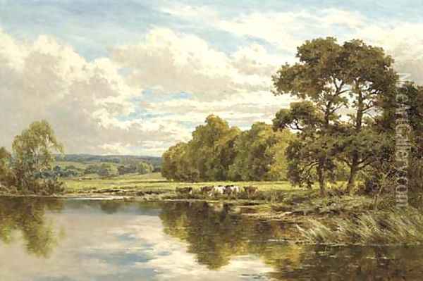 On the banks of the Thames at Streatley Oil Painting - Henry Hillier Parker