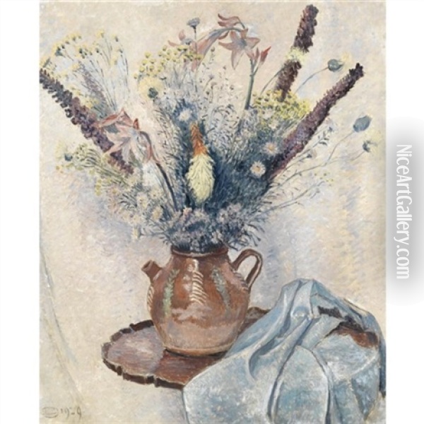 Autumn Flowers Oil Painting - Lucien Pissarro