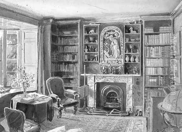 Interior of Ruskins Study at Brantwood, 1893 Oil Painting - Joseph Arthur Palliser Severn