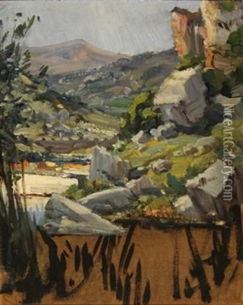 Unfinished Landscape, Caledon Oil Painting - Pieter Hugo Naude