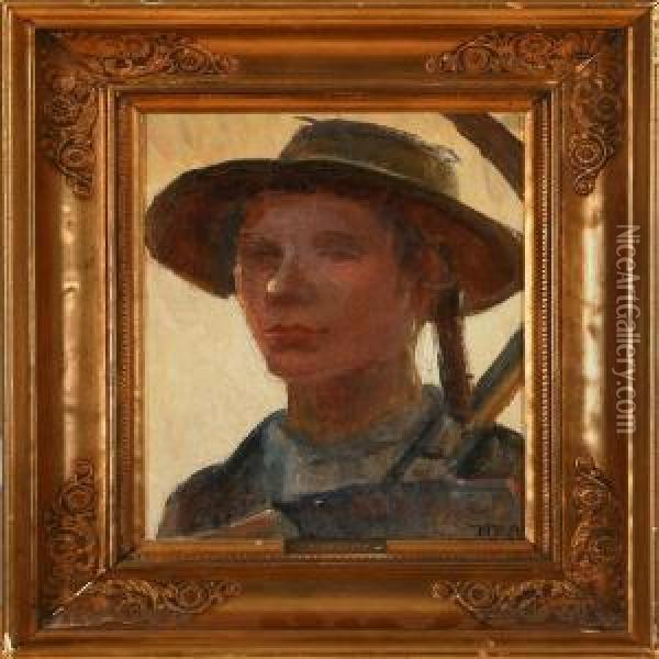 A Farmer With Hisscythe Oil Painting - Michael Ancher