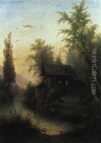 Abendstimmung Oil Painting - Albert Rieger