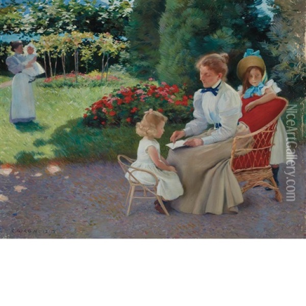 The Family Picnic Oil Painting - Charles Giron