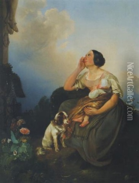 Unvergessen Oil Painting - Johann Matthias Ranftl