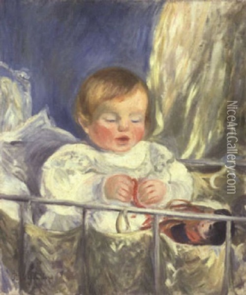 Enfant A La Poupee Oil Painting - Paule Gobillard