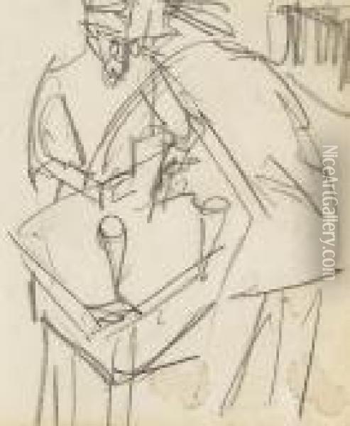 Zwei Offiziere Im Kasino (halle) Oil Painting - Ernst Ludwig Kirchner