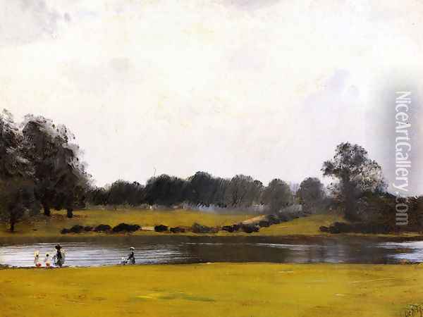 The Serpentine, Hyde Park, London Oil Painting - Giuseppe de Nittis