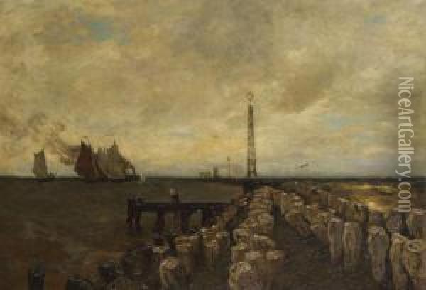 Mole In Hoek Van Holland Oil Painting - Ludwig Fried. Julius Runge