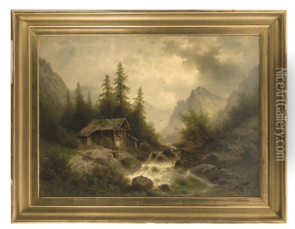 Verlassene Waldmuhle Oil Painting - Albert Rieger