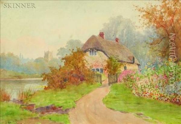 Thatched Cottage Oil Painting - Albert Kinsley