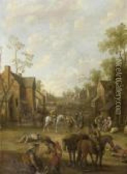 Ambush In A Village Oil Painting - Joost Cornelisz. Droochsloot