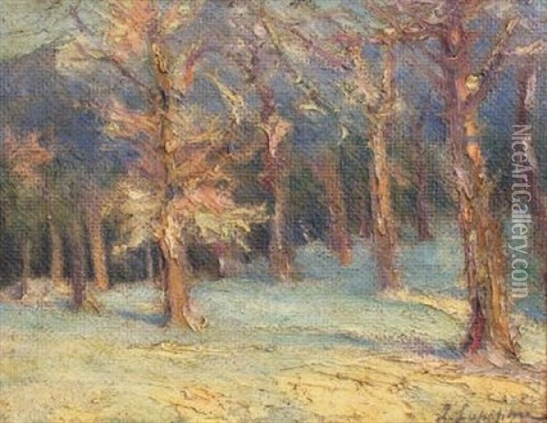 Foret Enneigee Oil Painting - Georgi Alexandrovich Lapchine