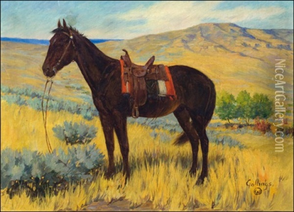 The Cowboy's Horse Oil Painting - Elling William Gollings
