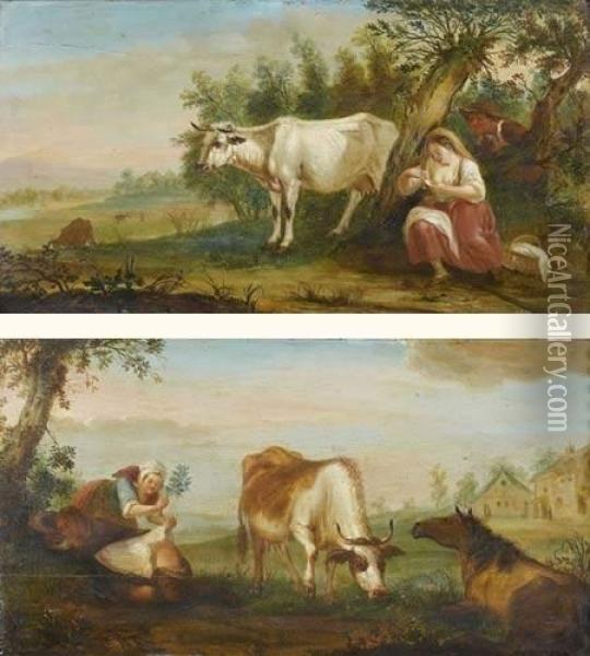 Scene Pastorale Oil Painting - Martin Aubee