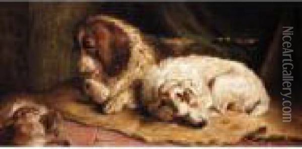 A Spaniel And A Terrier Oil Painting - John Fitz Marshall