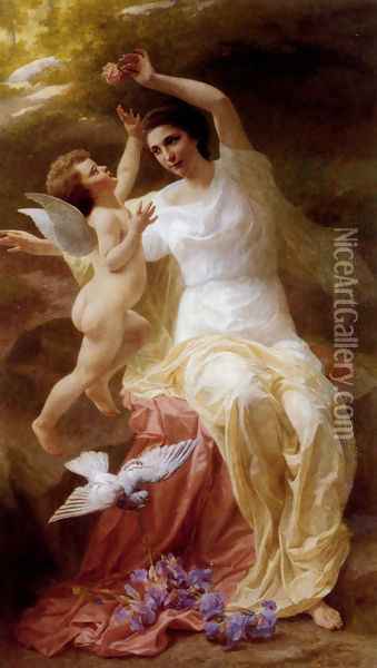 Venus And Cupid Oil Painting - Theophile Blanchard