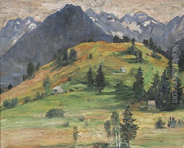 Berglandschaft Im Engadin Oil Painting - Harald Friedrich