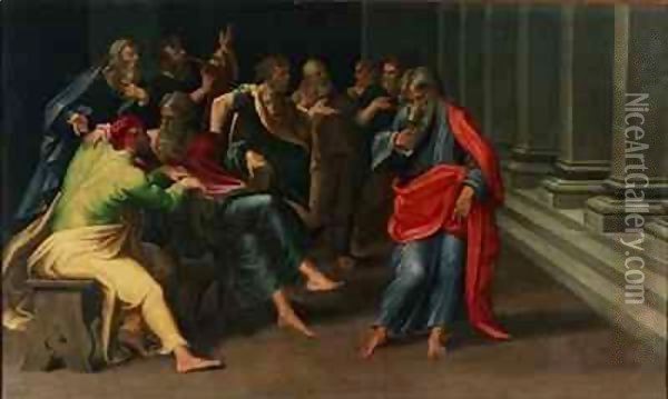 St. John Drinking from the Poisoned Chalice Oil Painting - Girolamo Mazzola Bedoli