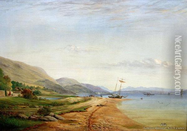 View On The North Tyne Innellan By Greenock Oil Painting - John Gibb