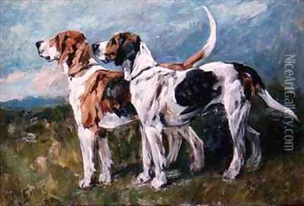 Pair of Foxhounds Oil Painting - John Emms