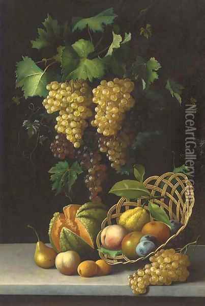 A cornucopia of fruit Oil Painting - Michaelangelo Meucci
