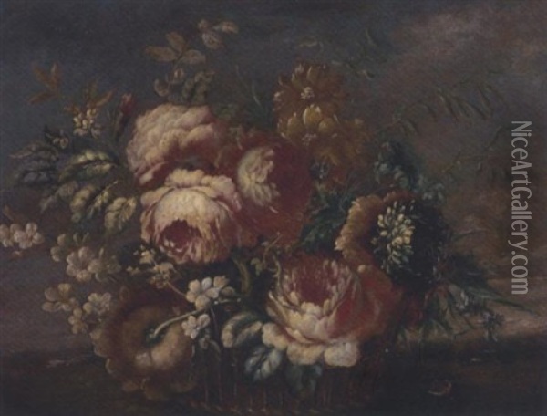 Flowers In A Basket, A Landscape Beyond Oil Painting -  Pseudo Guardi