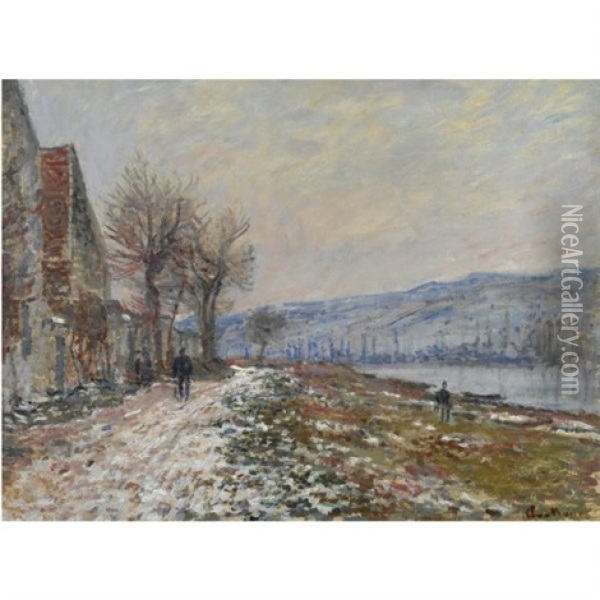 La Berge A Lavacourt, Neige Oil Painting - Claude Monet