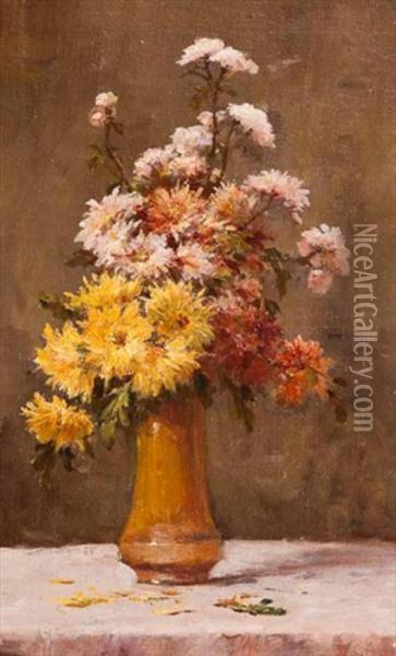 Chrysanthemums Oil Painting - Ignace Henri Jean Fantin-Latour