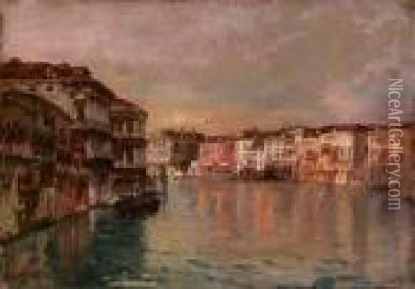 Canal Grande Oil Painting - Emanuele Brugnoli