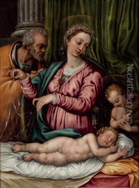 Sagrada Familia Con San Juanito Oil Painting - Antonio Bellucci