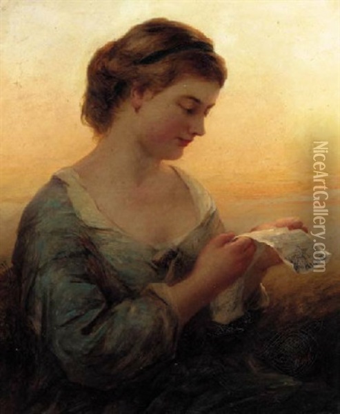 The Love-letter Oil Painting - James John Hill