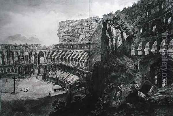 View of the interior of the Coliseum, from Le Antichita Romane de G.B. Piranesi 1756, published in Paris, 1835 Oil Painting - Giovanni Battista Piranesi