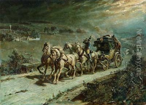 Signal Der Nachtpostkutsche Oil Painting - Emil Rumpf