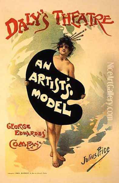 Reproduction of a poster advertising An Artists Model by George Edwardes Company, Dalys Theatre Oil Painting - Julius Mandes Price