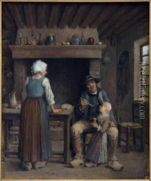 Interior Scene Oil Painting - Ernest Joseph Laurent