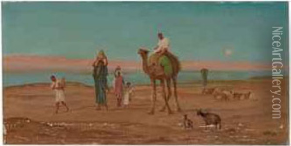 Returning From The Waterhole Oil Painting - Frederick Goodall