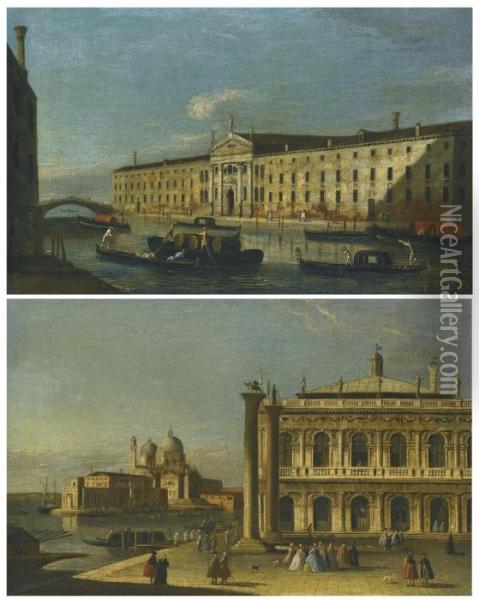Venice, A View Of The Piazzetta Oil Painting - Apollonio Domenichini