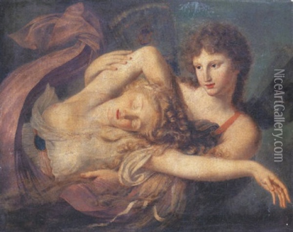 Psyche Endormie Enlevee Par Zephir Oil Painting - Jean-Baptiste Regnault