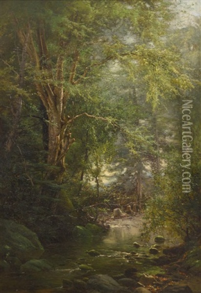 In The Woods Oil Painting - Arthur Parton