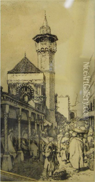 An Old Bazaar, Tunis Oil Painting - Joseph Finnemore
