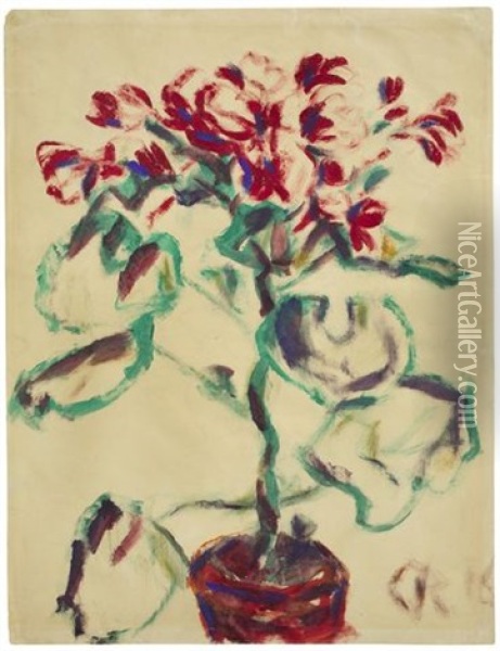 Blume Mit Roten Bluten Oil Painting - Christian Rohlfs