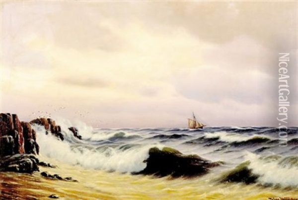 Breaking Surf Oil Painting - Johan Jens Neumann