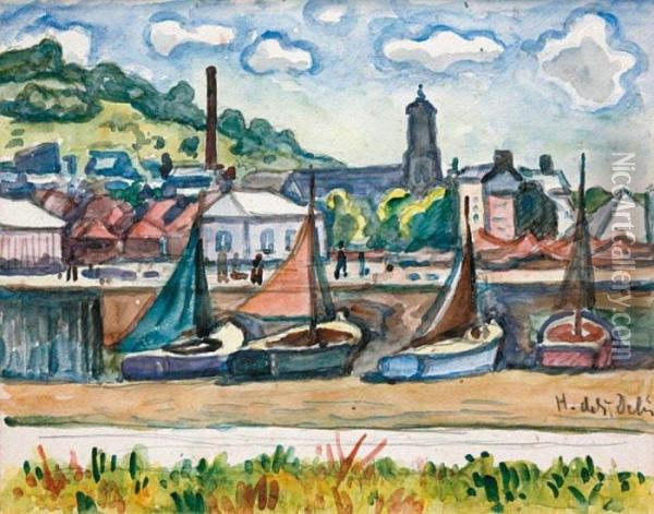 Le Port De Honfleur Oil Painting - Henri Lienard De Saint-Delis