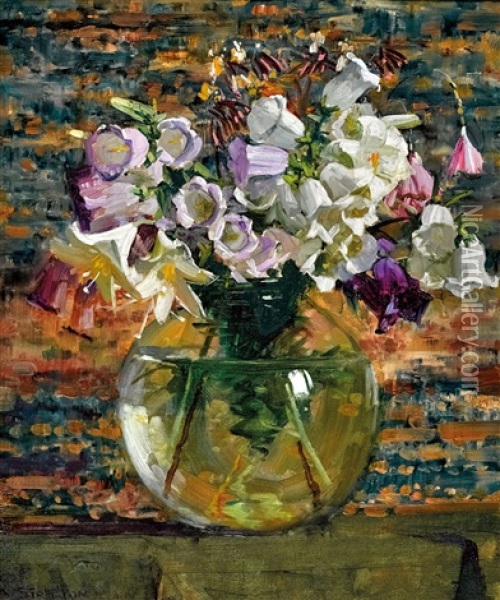 Lilies And Bells Oil Painting - Arthur Streeton